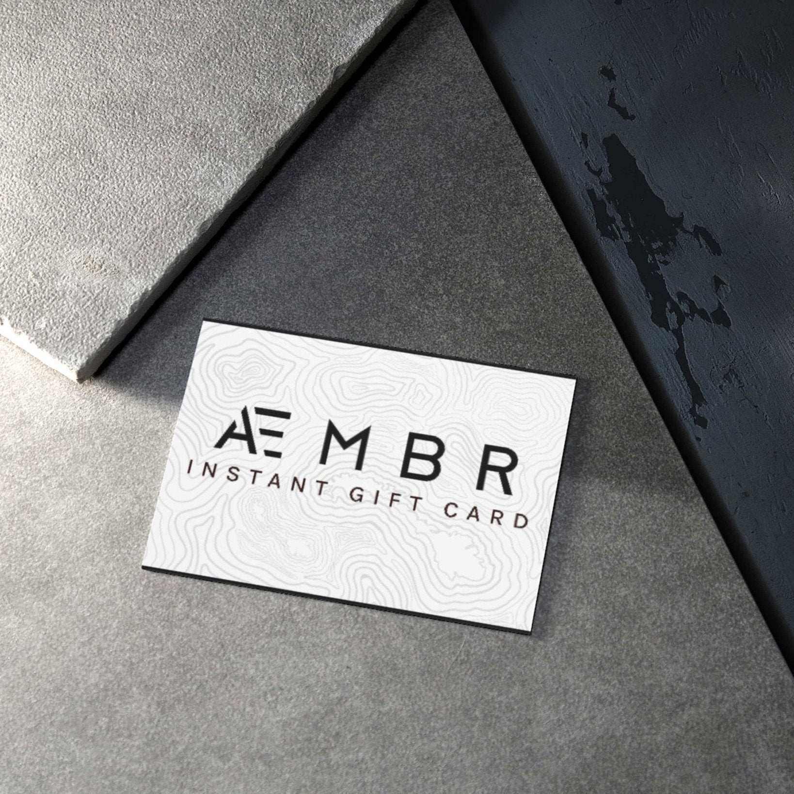 AEMBR E-Gift Card featuring a sleek design, perfect for gifting, with the AEMBR branding and a value of $25.