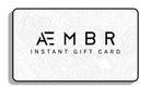 AEMBR E-Gift Card displayed with a sleek design, available in $25 value, perfect for gifting through digital delivery.