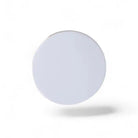 Glossy white Deluxe Candle Lid by AEMBR, showcasing an elegant, iridescent white finish on a decorative lid for candles.