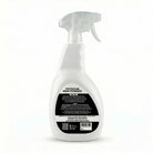 Non-toxic multi-surface spray cleaner bottle with trigger, black label, white background