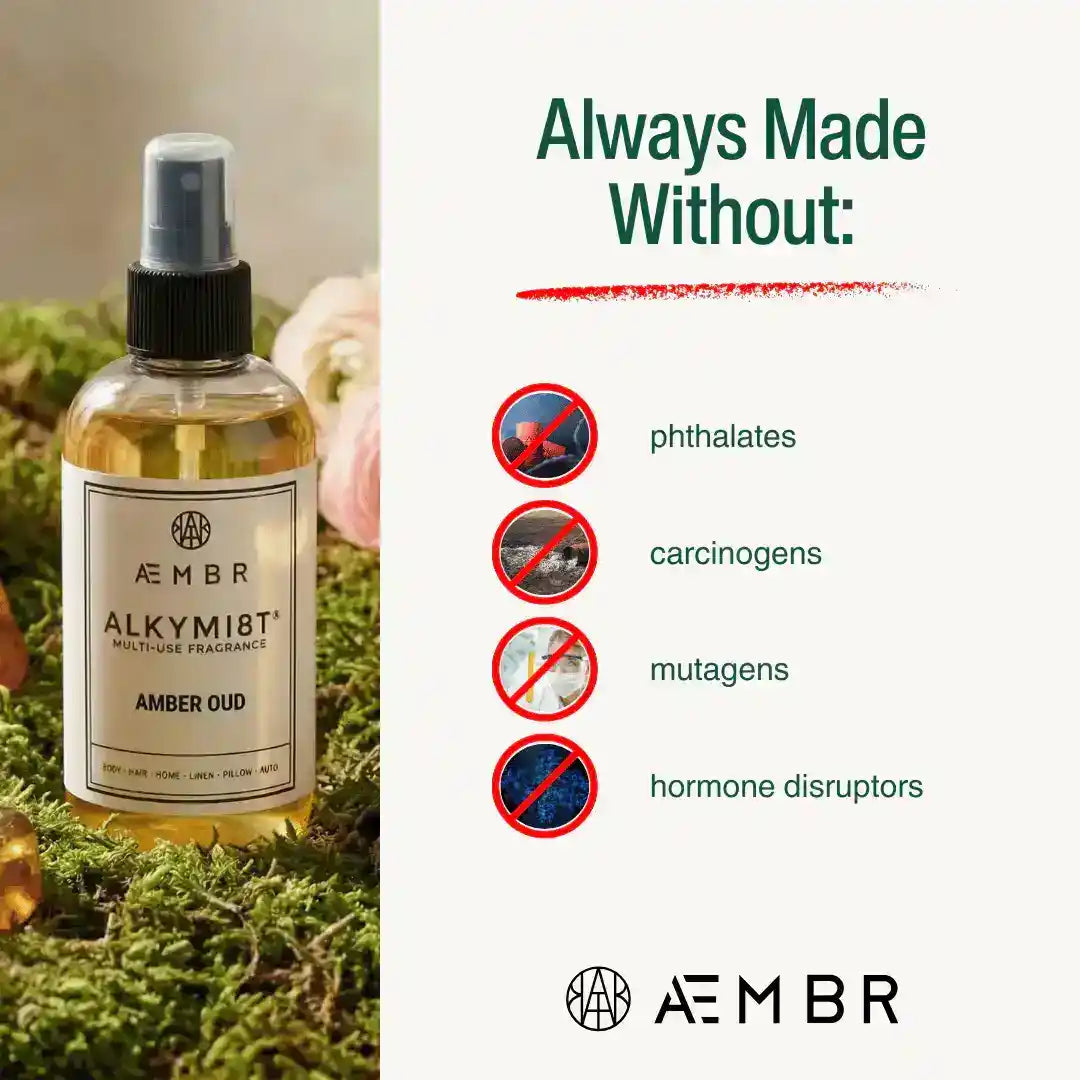 AEMBR Alkymist® Heritage Room Spray in a sleek bottle, designed for versatile home fragrance and freshening spaces.