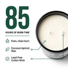 Old Fashioned Candle — 85 Hours Burn Time — Overhead view — Coconut-Apricot Wax Cotton Wicks