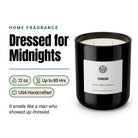 Tuxedo Candle — Hero Overview — Dressed for Midnights — 12 oz Up to 85 Hrs USA Handcrafted