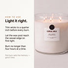How to use — trim wicks, full wax pool, four-hour burns for the Cereal Milk candle