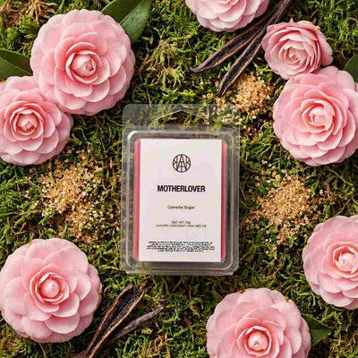 AEMBR Motherlover wax melt set with colorful, flower-shaped wax pieces for home fragrance.