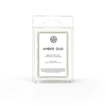 AEMBR Amber Oud coconut wax melts in clear packaging, non-toxic home fragrance product