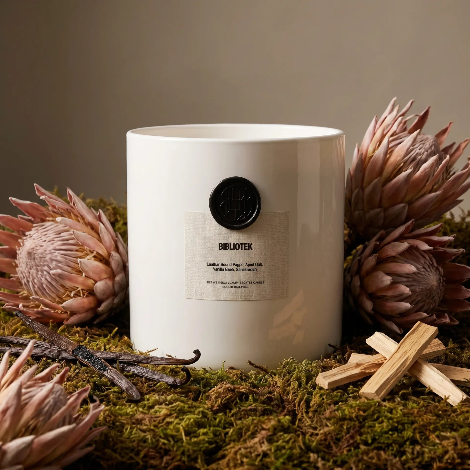 AEMBR The Viking Bibliotek candle with intricate Nordic design and dark wax, perfect for adding a Scandinavian touch.