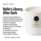 AEMBR The Viking Bibliotek candle with intricate Nordic design, burning with a warm, flickering flame, in a dark setting.