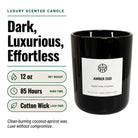 AEMBR Amber Oud Candle with a sleek glass container and warm amber-colored wax, perfect for creating a cozy ambiance.
