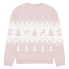AEMBR classic-fit pink and white knitted crew neck sweater with holiday-themed pattern, back view