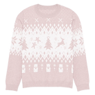 AEMBR classic fit knitted crew neck sweater in pink with white festive holiday pattern