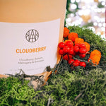AEMBR Cloudberry luxury scented candle with cloudberries and greenery for non-toxic home fragrance.