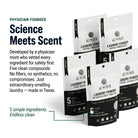 AEMBR laundry powder scent sampler pack showing small bottles of different fragrances for laundry bundles.