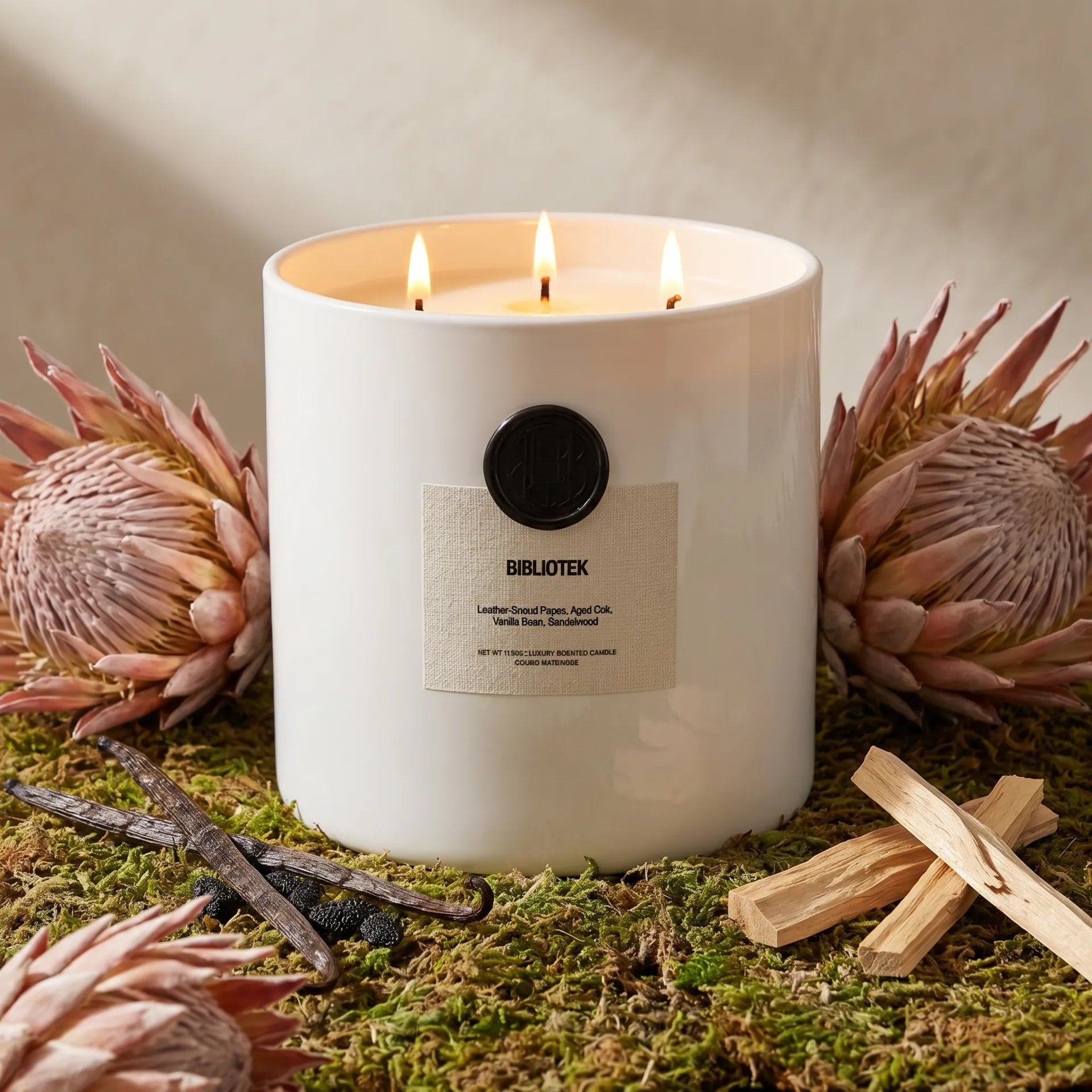 AEMBR The Viking Bibliotek candle with Nordic-inspired design, featuring intricate patterns and a warm, inviting glow.