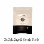 AEMBR Fjord non-toxic laundry powder pouch, sea salt sage and blonde woods scent.