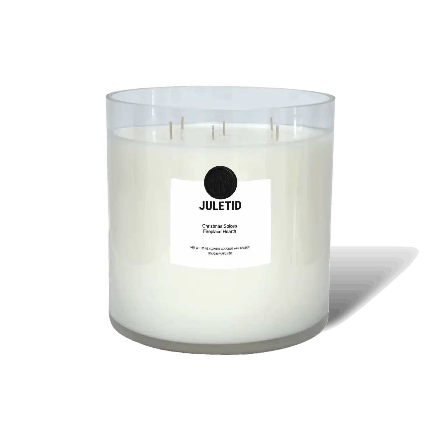 AEMBR JULETID luxury coconut wax candle in clear glass, Christmas spices scent.