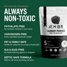 AEMBR Laundry Powder — Always non-toxic. Phthalate-free, carcinogen-free, pet & family safe, SLS-free, septic-safe.