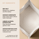 AEMBR Laundry Powder key ingredients: sea salt, sodium carbonate, plant-derived surfactant. Phthalate-free fragrances.