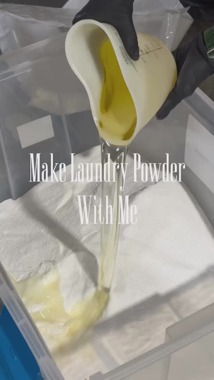 Make AEMBR laundry powder with me! 💪 did you know: laundry powder is all made by hand 🤚 I haven’t found a sufficient solution for doing this part of the process with machines yet, that won’t affect the quality , so hand made it is and continues to be since we launched. 🤷‍♀️