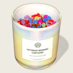AEMBR Saturday Morning Cartoons scented candle with colorful cereal-like wax accents