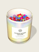 AEMBR Saturday Morning Cartoons candle with colorful wax melts, fruity cereal scent