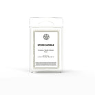 AEMBR Spiced Oatmilk coconut wax melt in clear packaging, labeled cinnamon and brown sugar.