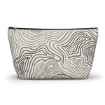 AEMBR travel pouch bag with black abstract topographic line pattern on cream fabric