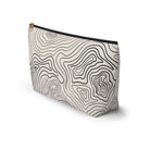 AEMBR travel pouch bag with black contour line pattern and zipper closure on white background