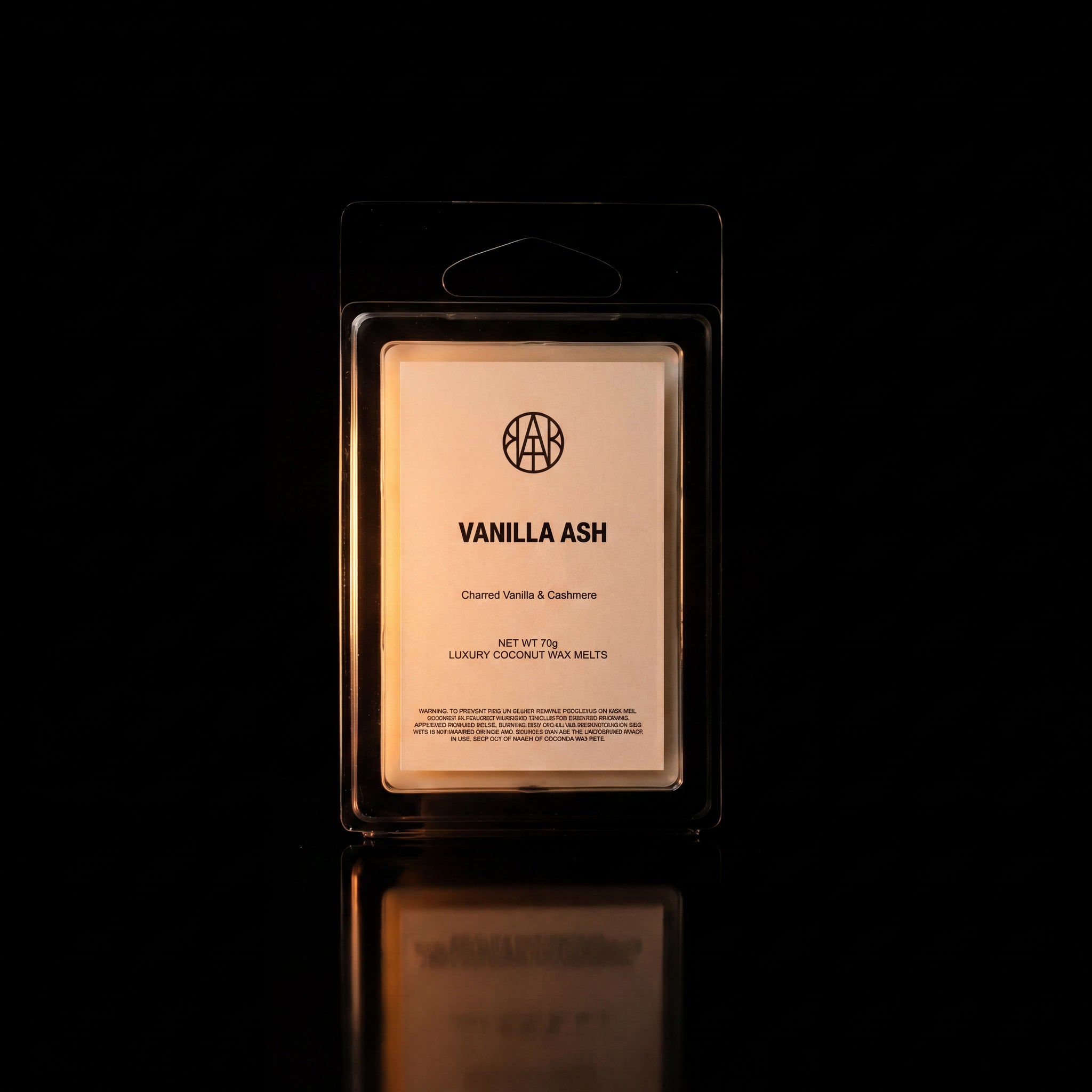 Vanilla Ash Luxury Coconut Wax Melts — VORA dark studio still life